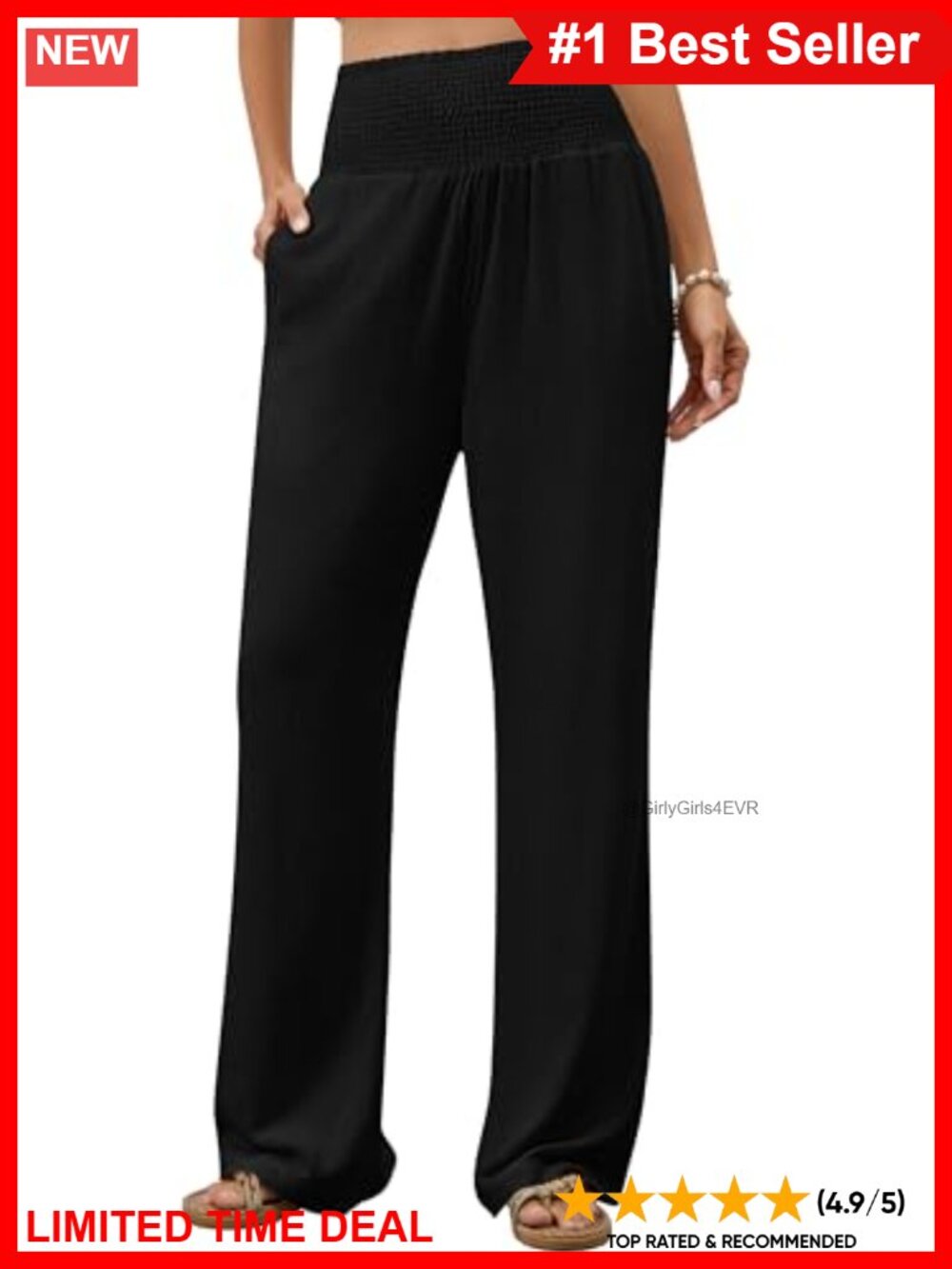 Cotton Linen Wide Leg Palazzo Pants High Waist Lounge Trousers Pockets
